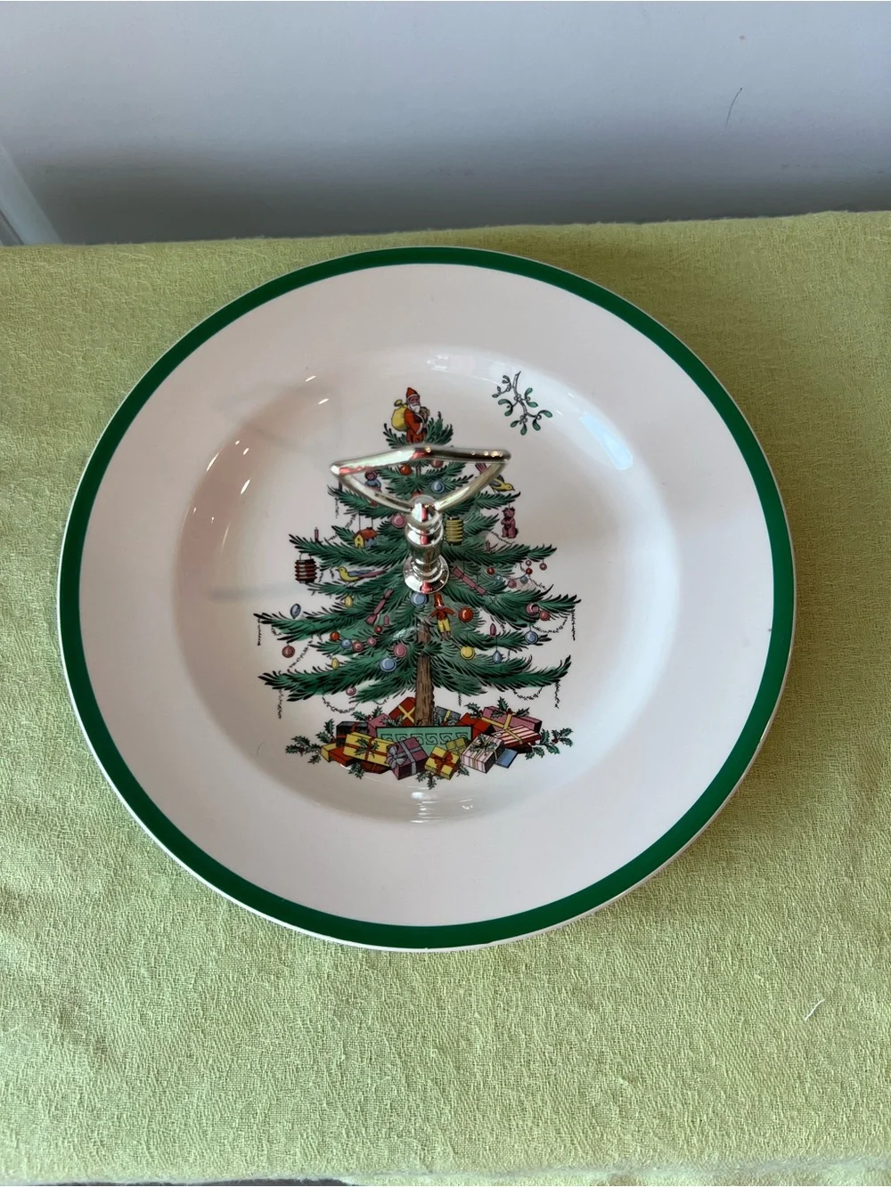 Spode Christmas Tree Cookie Platter - White and Green